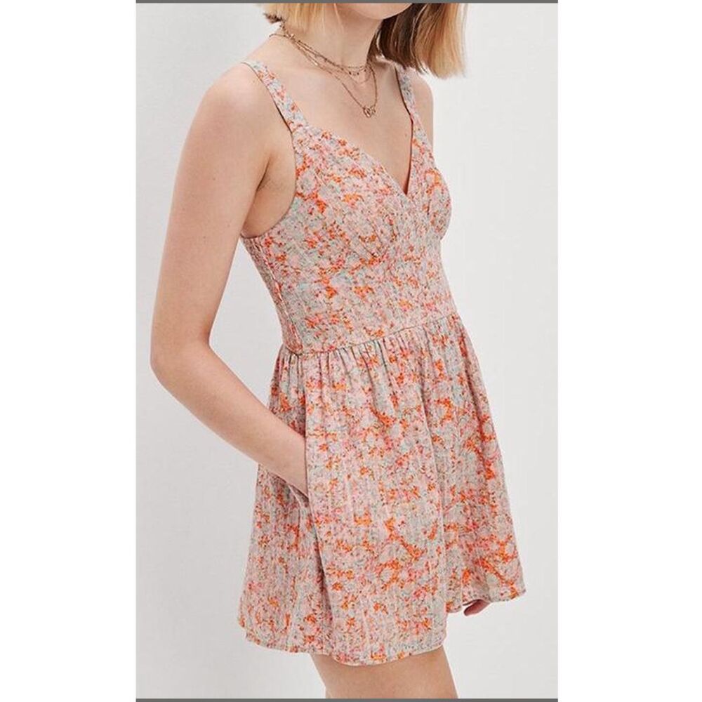 American Eagle Floral Smocked Romper Sz XS Boho Coquette  Cottagecore Feminine